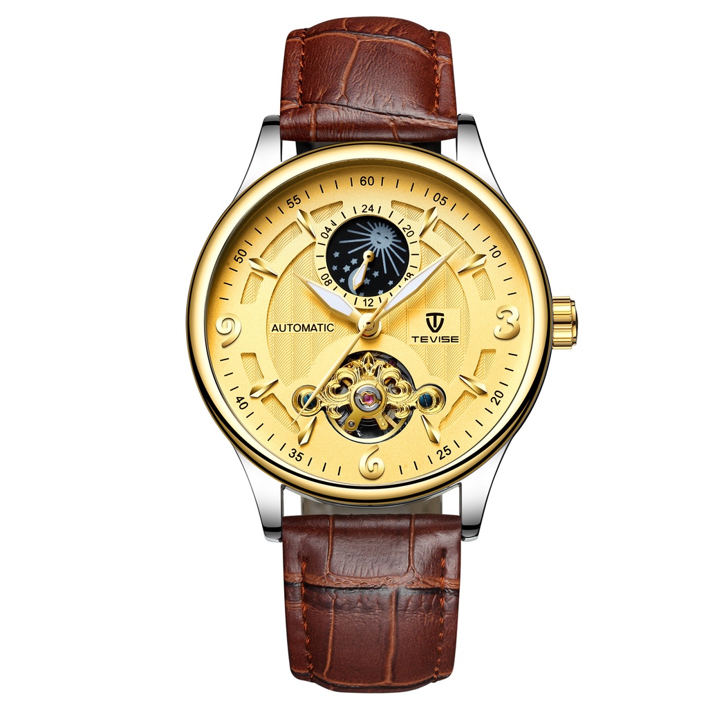 Đồng Hồ Nam Cơ Tự Động Automatic Chính Hãng TEVISE T22 TD4 Dây Da Cao Cấp Đẹp Giá Rẻ Chống Nước Chống Xước A1