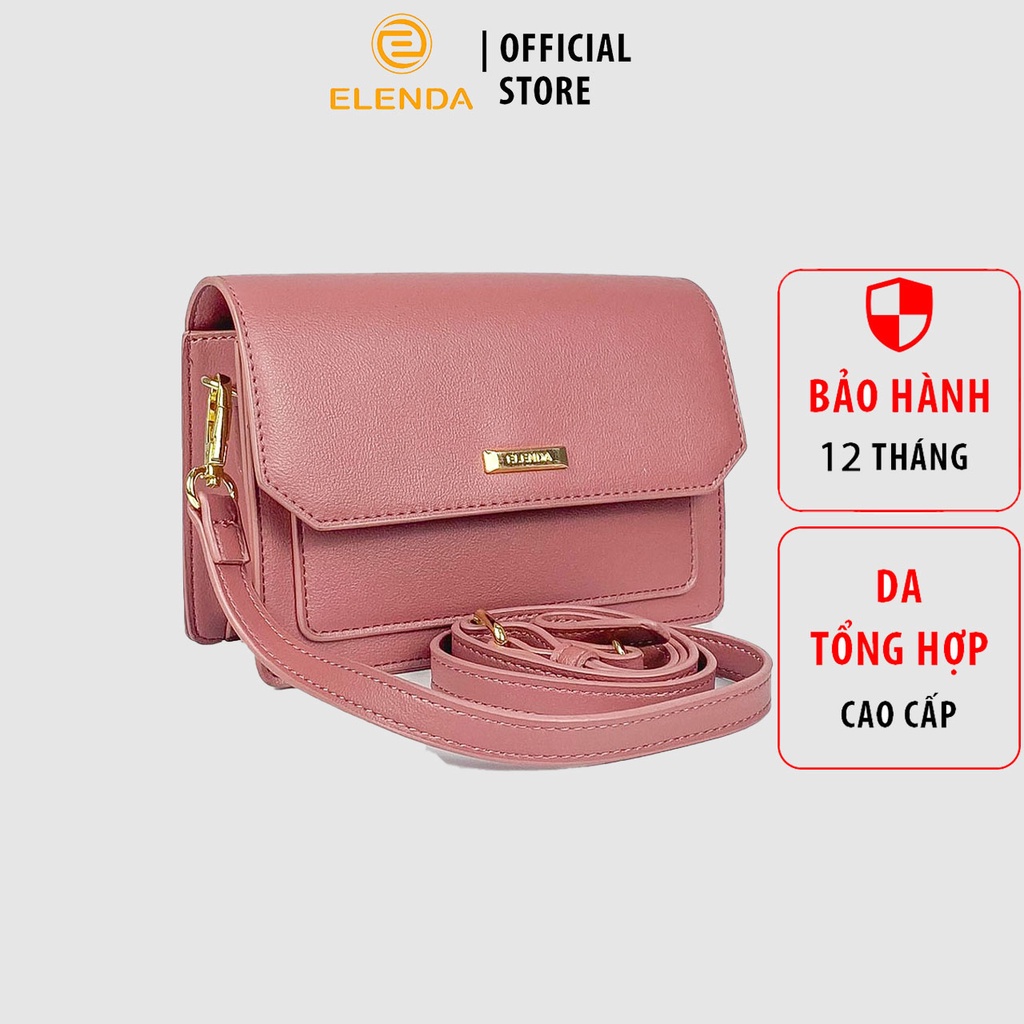 Túi nữ đeo chéo Elenda logo kim loại sáng bóng, nổi bật : TXE002