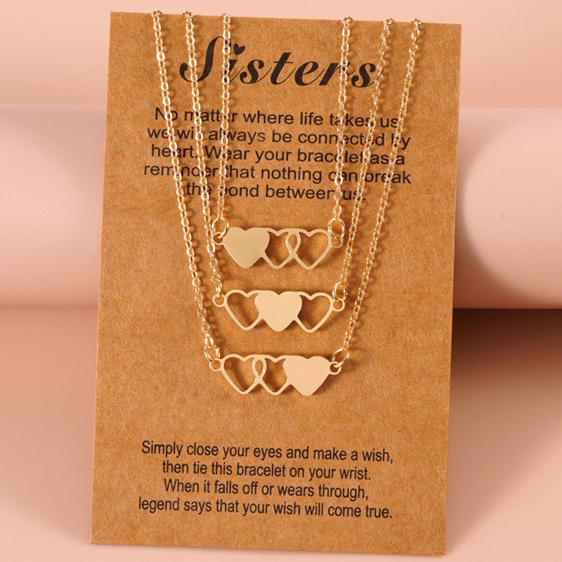 Set 3 Vòng cổ Tình Bạn Mặt Trái Tim Rỗng Khắc Chữ Best Friend Sister
