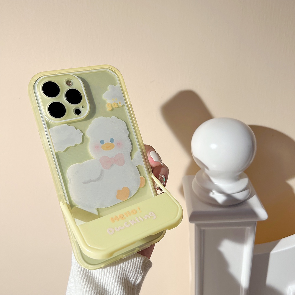 Casing For IPhone 13 12 11 7 8 Plus X Xs Xr Pro Max 7+ 8+ SE 2020 Xsmax Promax 13Promax 12Promax 11Promax Stand Cute Cartoon Flower Bear Duck Invisible folding bracket couple friends Phone Back Case Cover TX 03