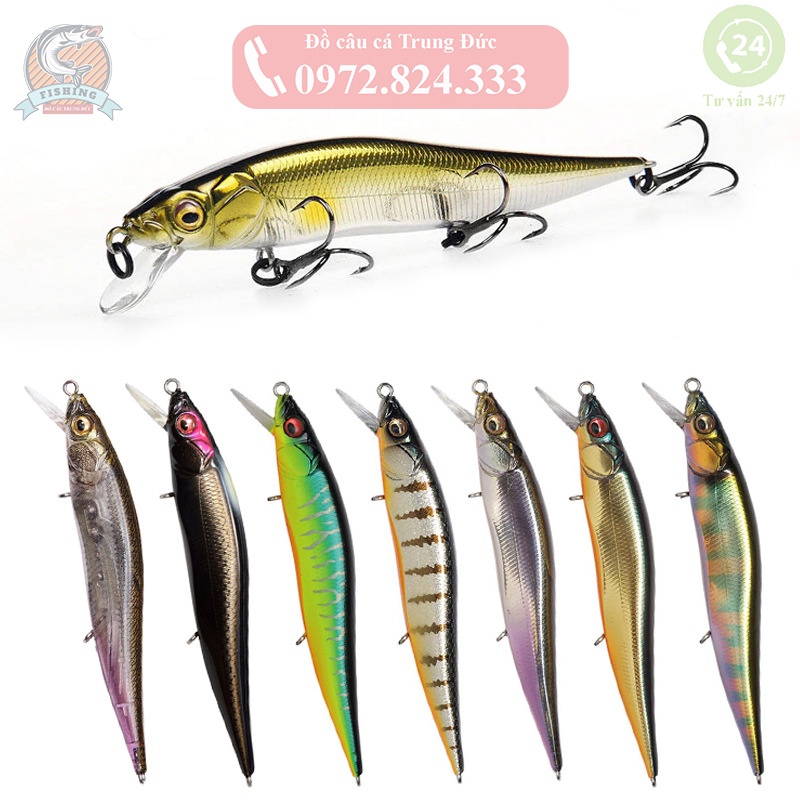 Mồi câu cá giả lure Suspend Minnow 10.5G / 98MM chuyên câu cá chẽm, vược , nhồng biển