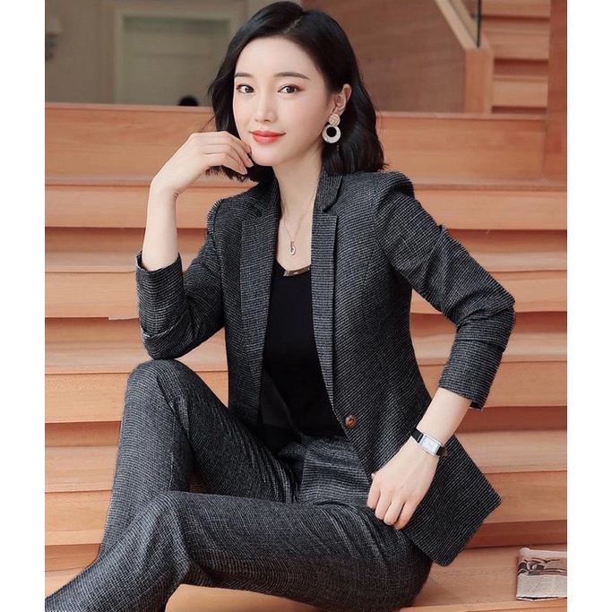 Set bộ vest tây 3 món 2 lớp bao xinh size S M L Xl