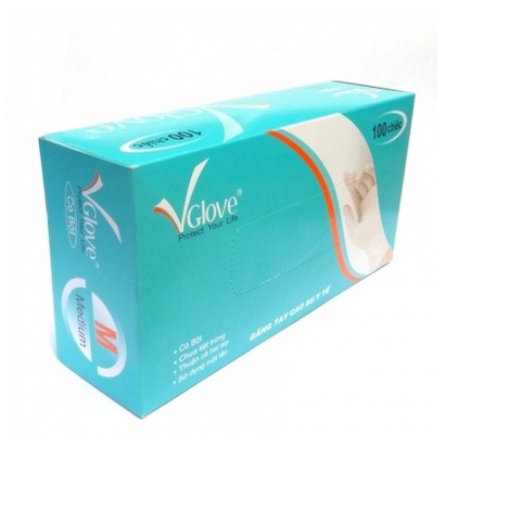 [Hàng công ty] Găng tay y tế Vglove - bao tay cao su trắng co giãn tốt có bộ 100 cái/ hộp