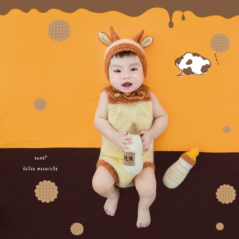 Mũ Beanie Đan Len Hình Động Vật Dễ Thương Dùng Làm Đồ Chơi Chụp Ảnh Cho Bé Sơ Sinh