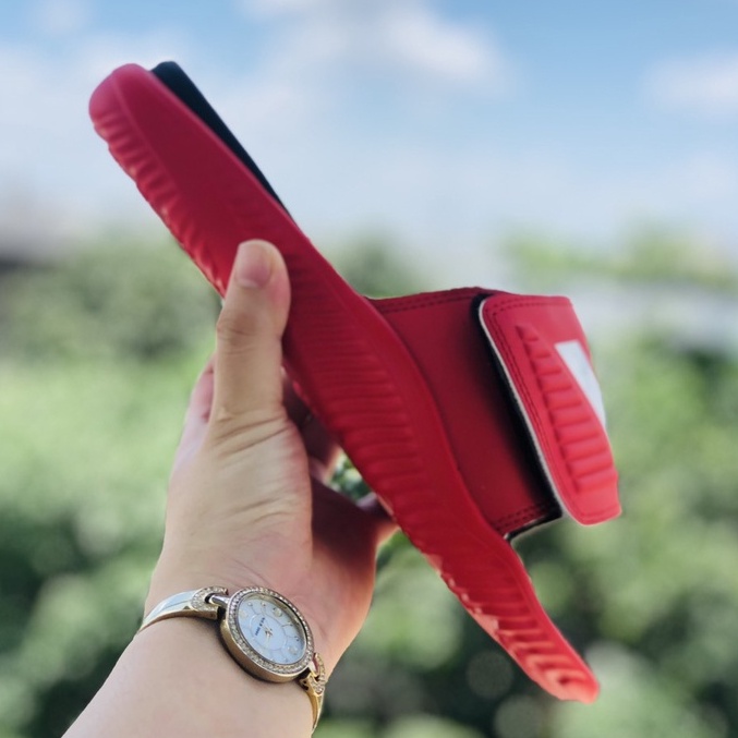 Dép Alphabounce adidas ♥️FREESHIP +hộp♥️ quai ngang nam nữ màu đỏ 3 sọc trắng chất xịn 1-1