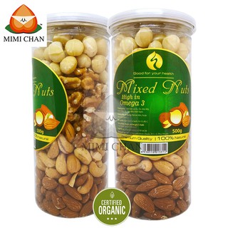Hộp Mix Nhân 4 Loại Hạt Óc Chó, Macca, Hạnh Nhân, Hạt Điều Đã Tách Vỏ Hũ 500gr Tăng Sức Đề Kháng