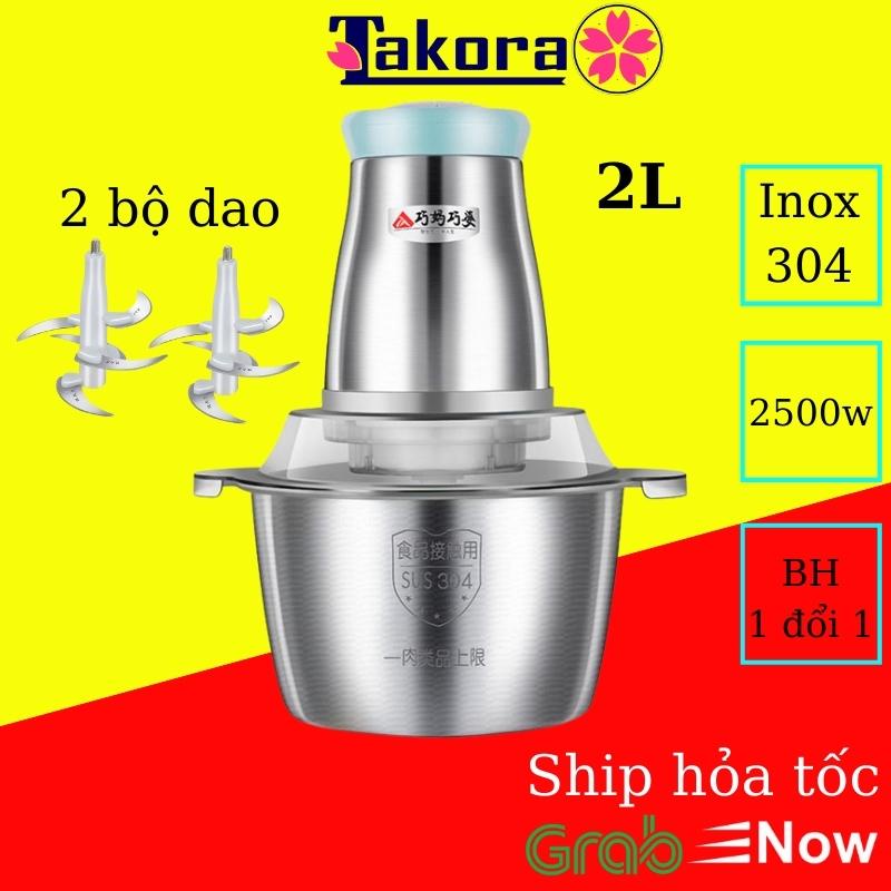 Máy xay thịt chính hãng 2 lít inox 304QIAO MA| Máy xay thịt đa năng chính hãng inox 3 lít, thực phẩm gia vị