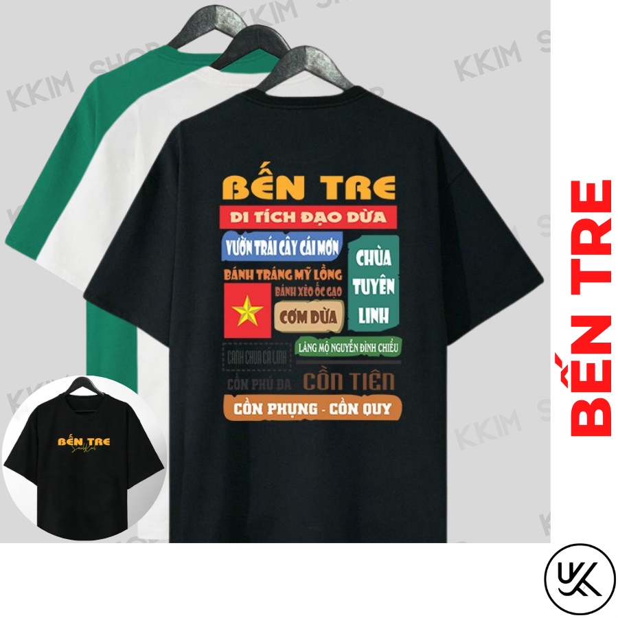 Áo thun tay lỡ BẾN TRE, Áo phông 63 tỉnh thành Form rộng oversize, chất liệu Cotton KKIMSHOP