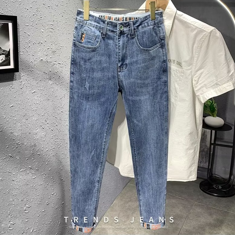 Quần Jean Dài Dáng Ôm Ống Thẳng Thiết Kế Đơn Giản Thời Trang Xuân Thu Cao Cấp Cho Nam