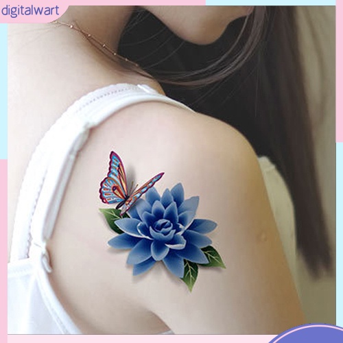 Set 2 hình xăm dán họa tiết hoa/bướm 3D dùng trang trí thủ công