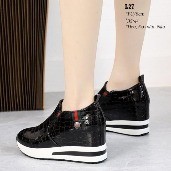 Giày Slipon họa tiết da cá sấu đế 8cm L27 HG