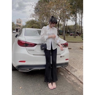 🌈 ÁO SƠ MI LỤA VAI BỒNG NÚT BỌC NƠ SAU LƯNG💥