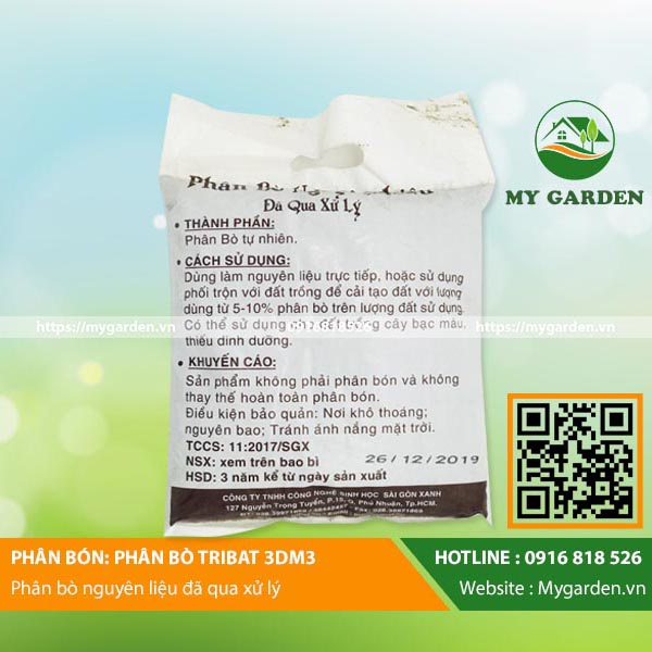 Phân bò hữu cơ Tribat, ủ hoai mục, dạng mùn, gói 3dm3, cho cây trồng - Hàng chính hãng