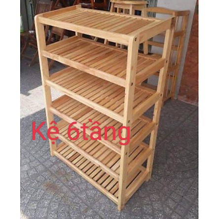 Kệ(giá) Giày, Dép Loại 6 Tầng Rộng 80cm Bằng Gỗ Tự Nhiên Cao Cấp (GKL)