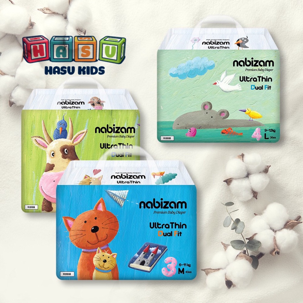 Tã/Bỉm Nabizam nội địa HQ, Dán/Quần Mỏng Vượt Trội, Thấm Hút Tối Đa, đủ Size M/L/XL/2XL/3XL 6-25KG