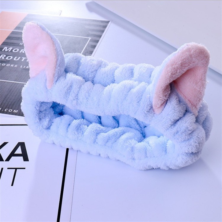 Băng đô rửa mặt cài tóc nơ CSHome, bờm tóc tai thỏ vải nhung 3D mềm mịn, turban ôm sát, không gây đau đầu