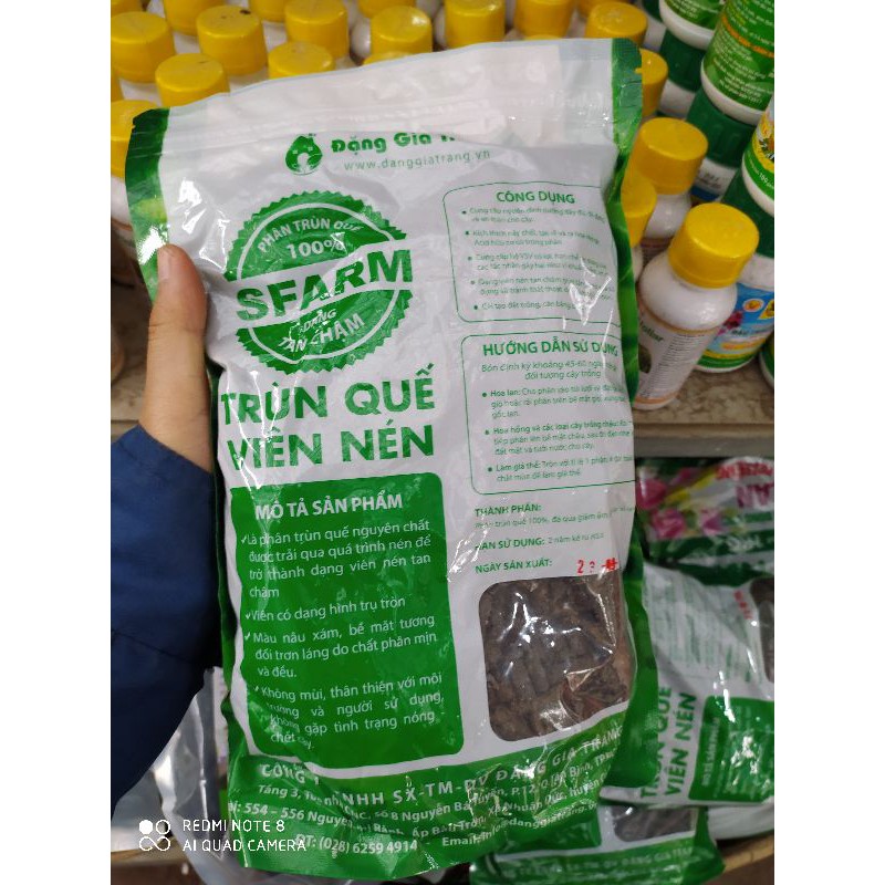 Viên nén trùn quế cao cấp Đặng Gia Trang Sfarm gói 1kg cho hoa lan, cây cảnh