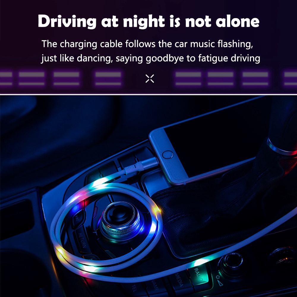 Cáp Sạc Nhanh Micro USB / Type C Có Đèn LED Sáng Tạo