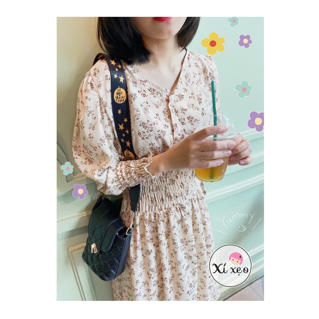 Váy đầm hoa nhí vintage dáng dài phong cách ulzzang xixeoshop - V15