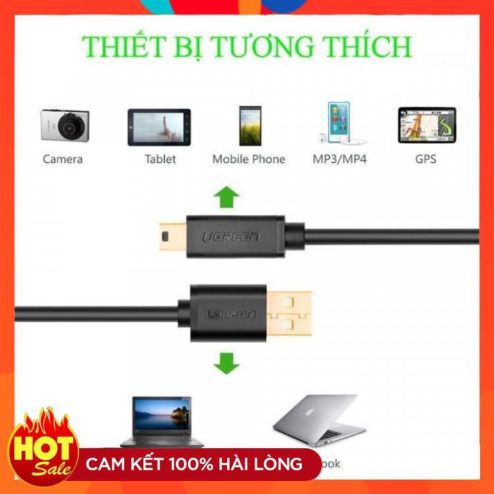 [Chính Hãng] Dây USB 2.0 sang Mini USB mạ vàng 1m UGREEN 10355 US132 - Hàng chính hãng bảo hành 18 tháng