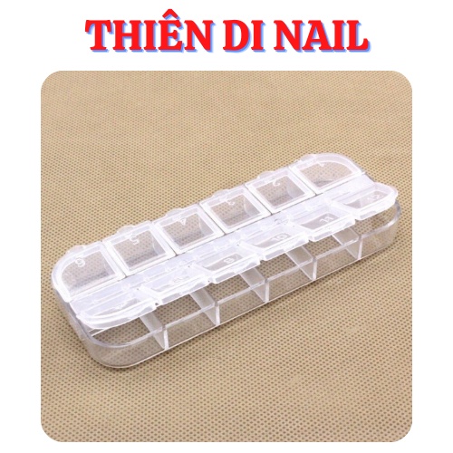 Hộp nhựa 12 ô đựng đá, charm, khay đựng phụ kiện nail có nắp đậy Thiên Di Nail