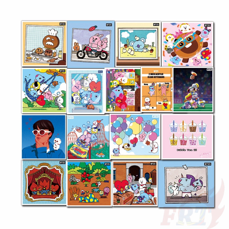 ❉ BT21 BTS Giấy và decal dán tường ❉ 50Pcs/Set KPOP Mixed Luggage Laptop Skateboard Doodle Stickers