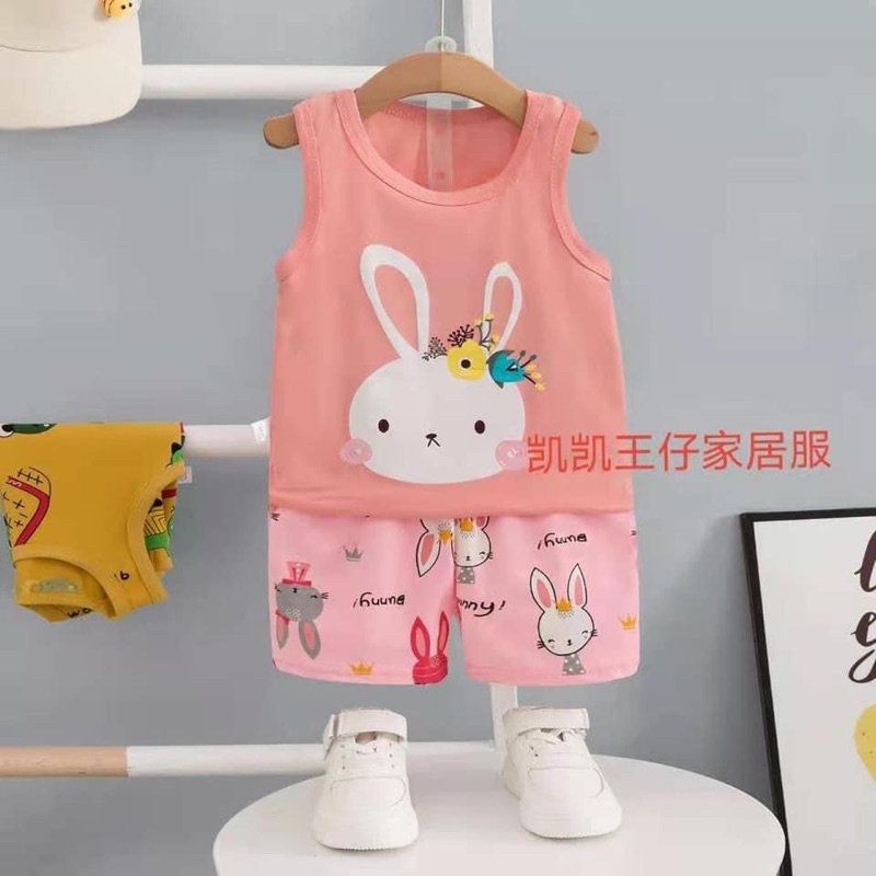 Đồ bộ Quảng Châu KaiKai- Bộ ba lỗ Cotton Xuất Hàn cho bé gái 4-6 tuổi
