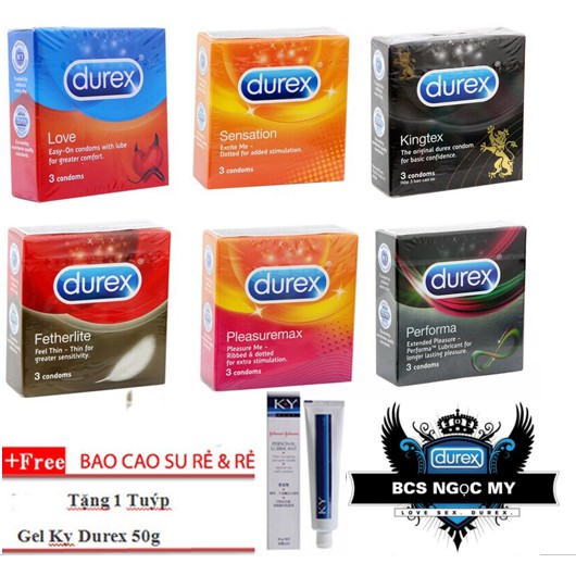 [DEAL HOT] Combo 6 Hộp Bao Cao Su Durex 18 Cái Tùy Chọn + Tặng 1 Tuýt Gel Bôi Trơn KY