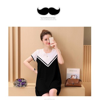 Váy Bầu Đen Phối Ren Nổi