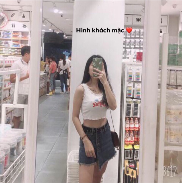 Áo croptop thêu chữ justice 4 màu có mút LIKANO CRT60