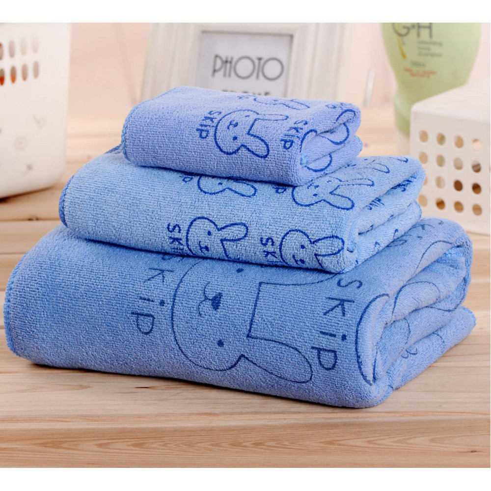 Set 3 khăn nhà tắm hoạ tiết Thỏ dễ thương - sợi cotton mềm mịn trungvbhp_shopalot2