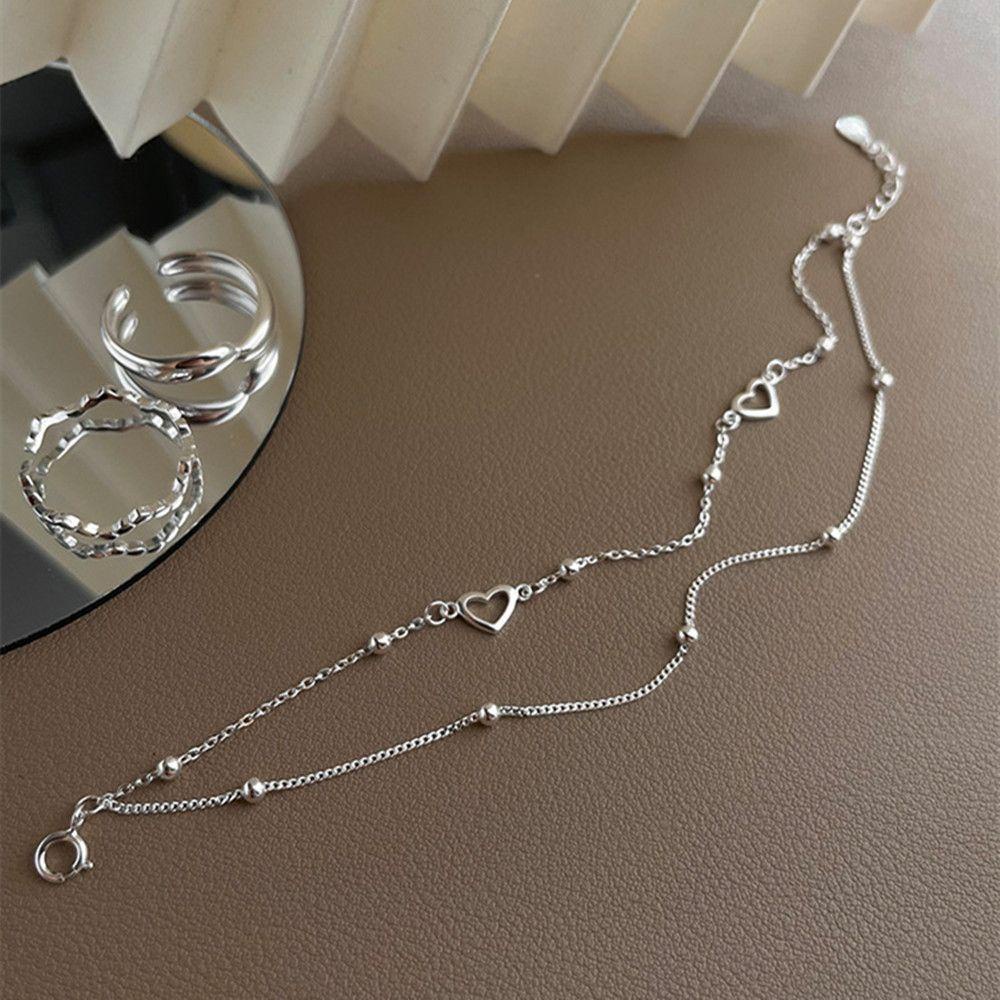 Vòng Tay Nữ Mạ Bạc 925 Mặt Trái Tim Thanh Lịch