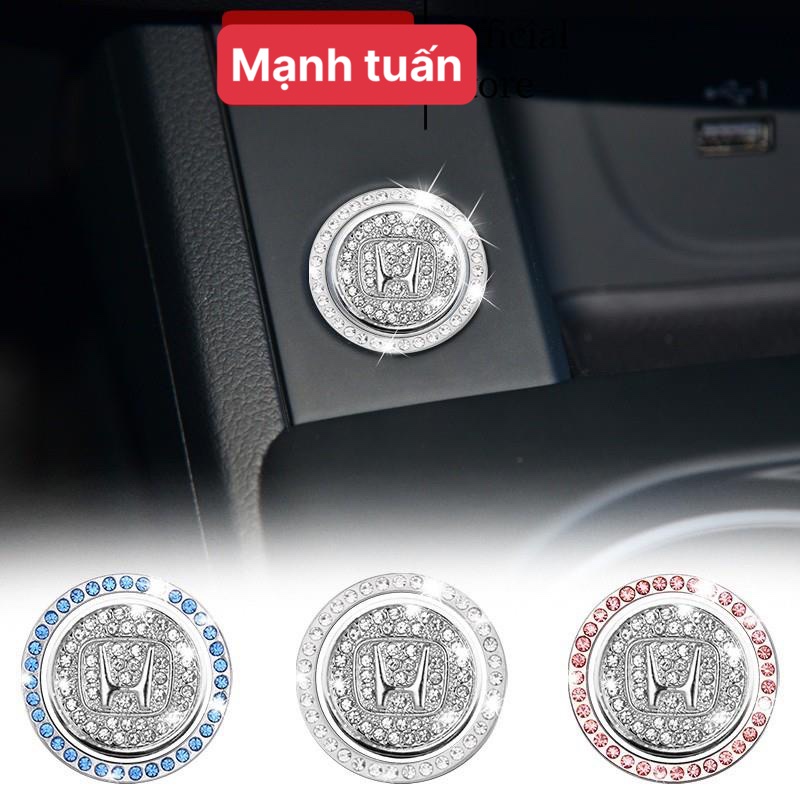 1 Nhẫn Đính Đá Lấp Lánh Sang Trọng Trang Trí Nút Khởi Động Xe Hơi