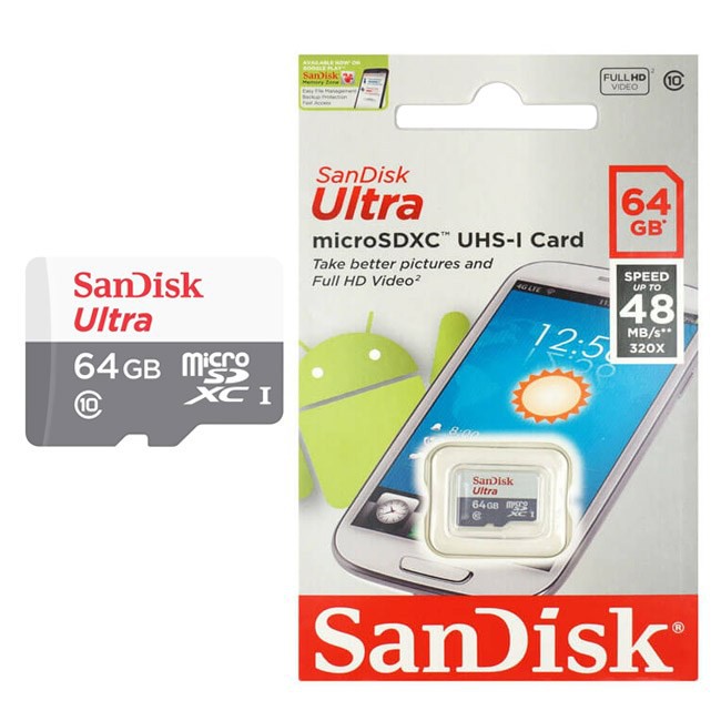 Thẻ nhớ MicroSDHC SanDisk Ultra 16GB/32GB/64GB/128GB tốc độ đọc 80MB/s - Ghi 10MB/s  Hàng bảo hành 5 năm !!!!