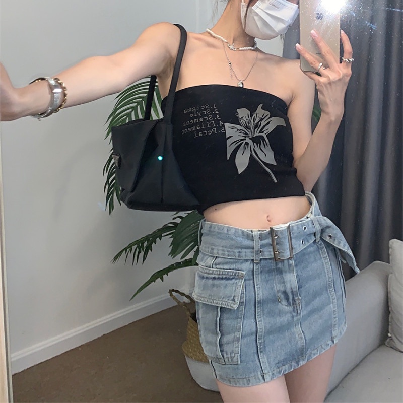 Quần Giả Váy Jeans Lưng Cao Thời Trang Quyến Rũ