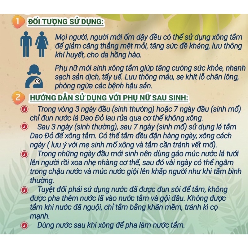 Bột Lá Tắm Dao Đỏ Sau Sinh SAPA - Gói 12 túi tắm được 12 lần - Bột Tắm Trắng Thiên Nhiên