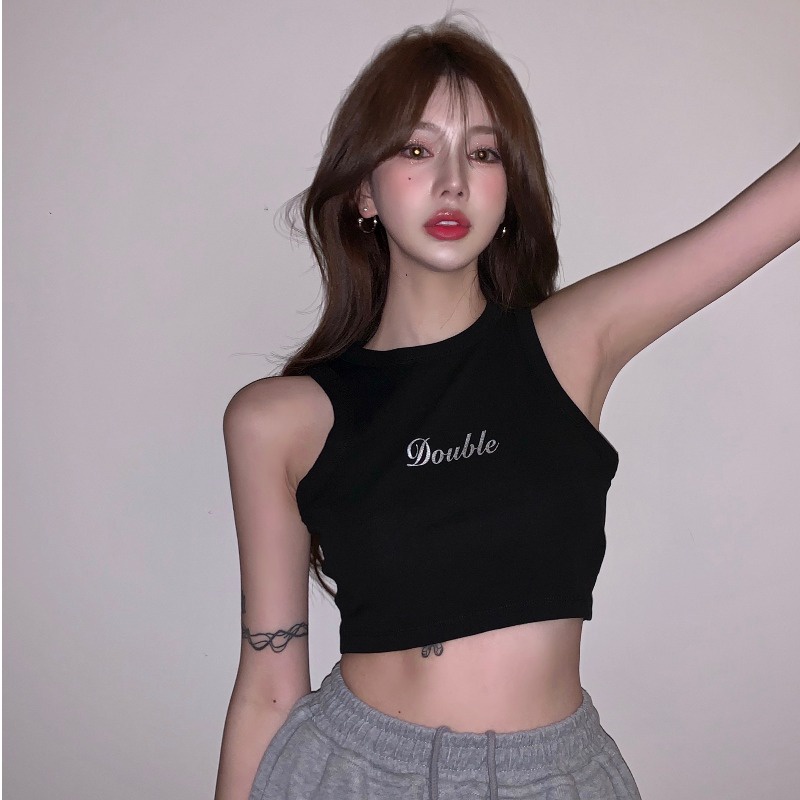 Áo Thể Thao Sát Nách Dáng Ngắn Thời Trang Mùa Hè Quyến Rũ Dễ Phối Đồ Cho Nữ