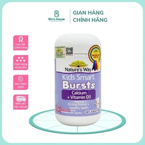 Viên Nhai Cho Bé NATURE’S WAY Kids Smart Calcium + Vitamin D3 Burstlets Bổ Sung Canxi Giúp Bé Phát Triển Chiều Cao