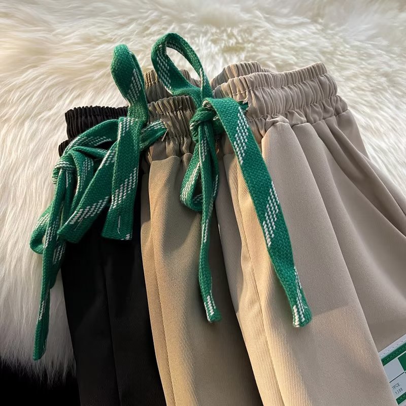 Quần ống rộng Vải Lụa Lạnh Mỏng Màu Trơn Thời Trang Đường Phố Mỹ 2022 Chất Lượng Cao Cho Nam