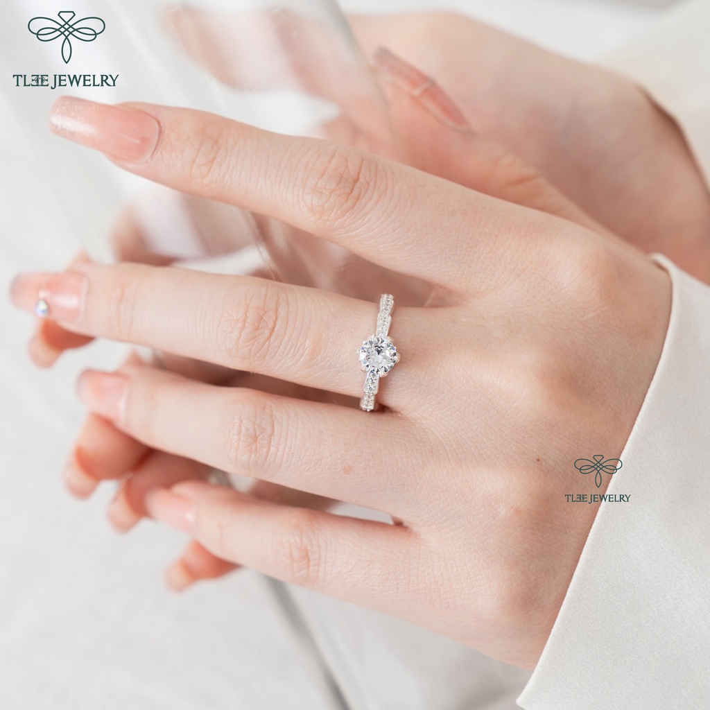 Nhẫn bạc nữ TLEE ổ đá cao viền đá thân đốt trúc sang trọng TleeJewelry A0201