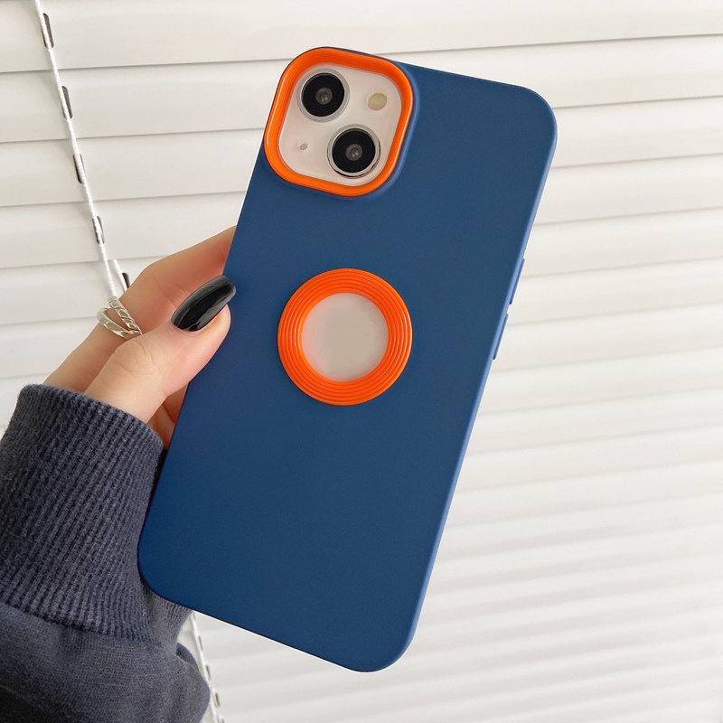 Ốp Điện Thoại Mềm Chống Sốc Màu Tương Phản Có Logo Cho iPhone 14 13 12 11 Pro Max XS XR X 8 + 7 Plus