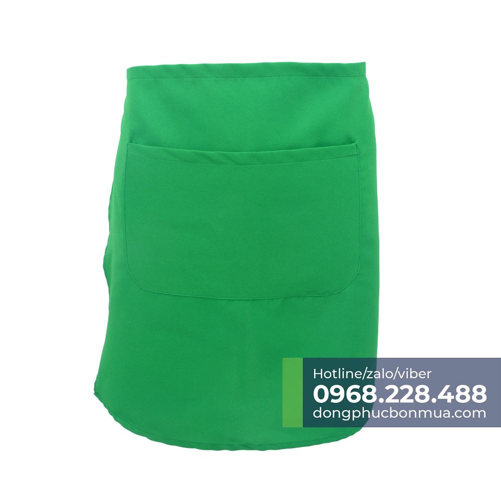 Tạp dề ngắn cho nhân viên nam nữ, chất liệu kaki Hàn - Màu xanh lá cây, dáng basic, túi lớn rộng rãi - May tận xưởng
