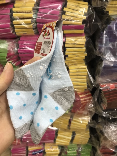 Sét 3 đôi tất vớ chống trượt xuất khẩu cotton. Tất bé gái 1-3 tuổi