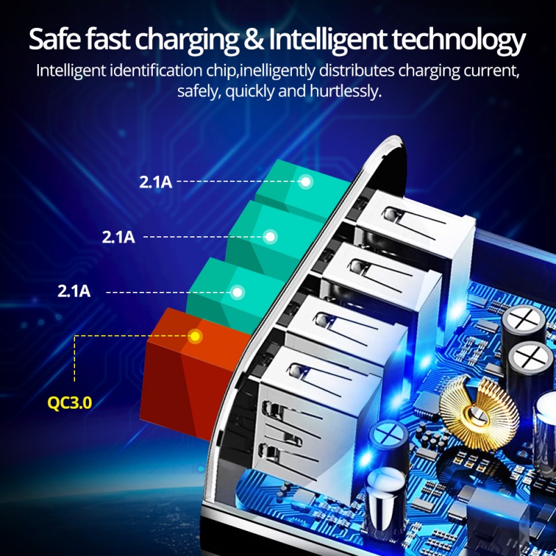 Củ sạc nhanh Guugei 3.0 4 cổng uk cho điện thoại Huawei Xiaomi