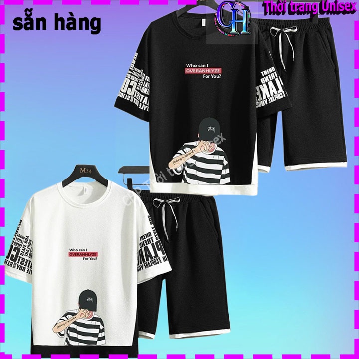 Bộ Đồ Thun Nam WHO CAN I Phối Túi Áo Ngắn Tay Cổ Tròn Kết Hợp Quần Short Đùi Thể Thao H01