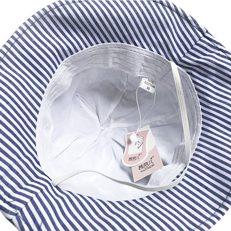 Mũ vải tròn đính tai gấu kẻ sọc dễ thương cho bé