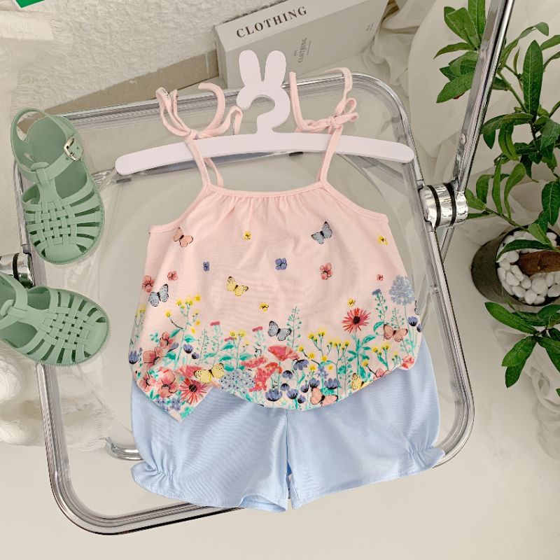 Sét bộ hai dây chất cotton mềm, mát, nhẹ cho bé gái