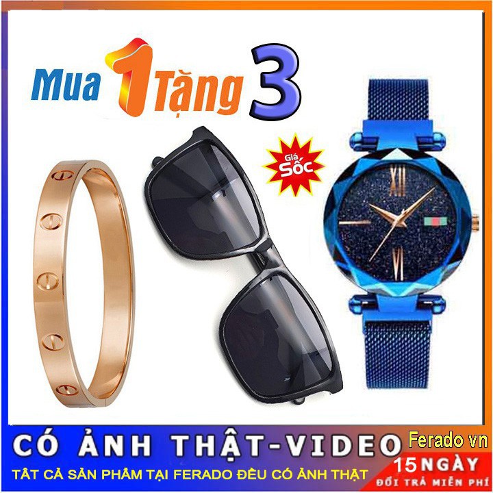 Đồng hồ nữ thời trang Tặng kính mắt vòng lắc tay nữ