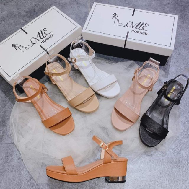 LOVIIECORNER-GIÀY SANDAL ĐẾ XUỒNG CÔNG SỞ 5CM - GIÀY SANDAL XUỒNG TRƠN QUAI NGANG  5 PHÂN- GIÀY SANDAL ĐẾ XUỒNG 5 PHÂN | BigBuy360 - bigbuy360.vn