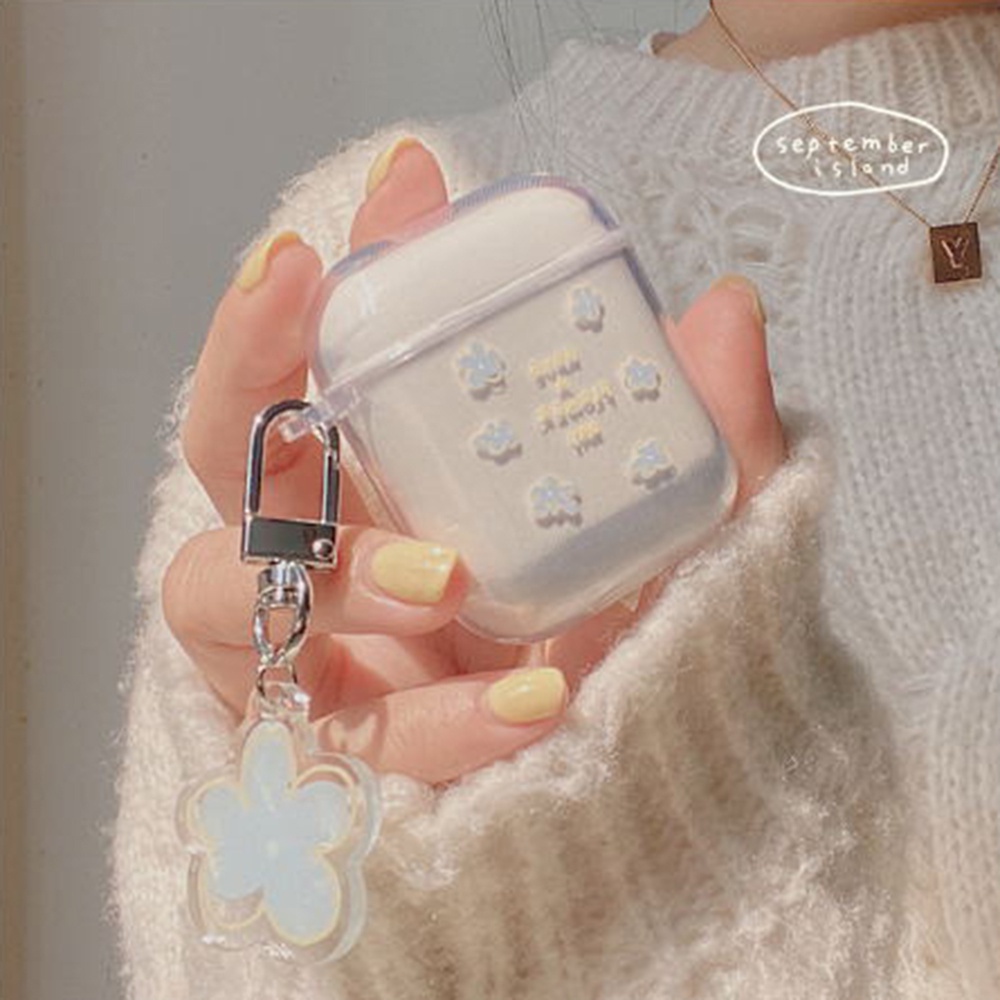 Vỏ Bảo Vệ Hộp Sạc Tai Nghe Bluetooth Airpods 1/2 Pro 3 Trong Suốt Họa Tiết Hoa Nhỏ Dễ Thương